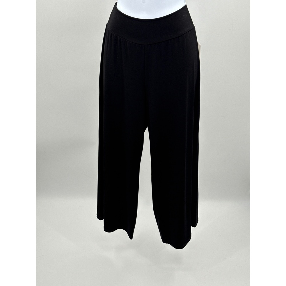 Clara Sunwoo Black Wide Leg Palazzo Pants Liquid Jersey CPG5 Womens Medium NWT - Picture 1 of 11